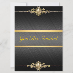 Black Gold Color Birthday Party Invitation
