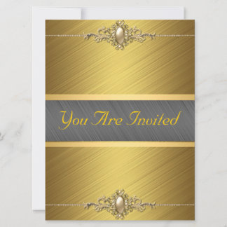 Black Gold Color Birthday Party Invitation