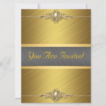 Black Gold Color Birthday Party Invitation by invitesnow at Zazzle