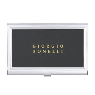Black & Gold Color Minimalist Personal Modern Name Business Card Case