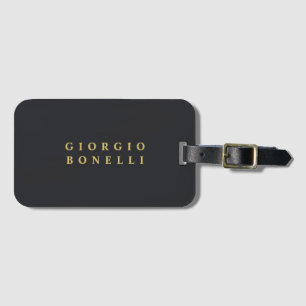 Black & Gold Color Minimalist Personal Modern Name Luggage Tag