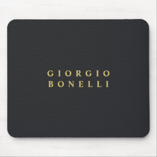 Black & Gold Color Minimalist Personal Modern Name Mouse Pad