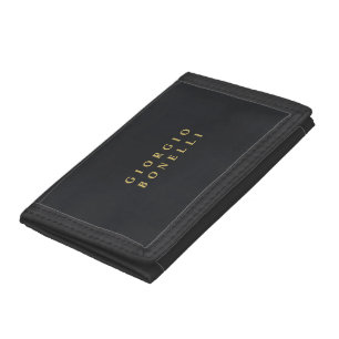 Black & Gold Color Minimalist Personal Modern Name Tri-fold Wallet
