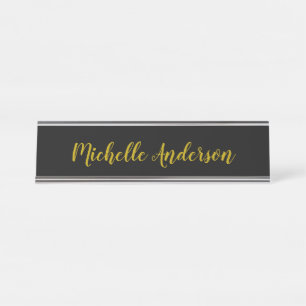Black & Gold Color Modern Minimalist Name Desk Name Plate