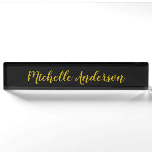 Black & Gold Color Modern Minimalist Name Desk Name Plate