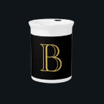 Black Gold Color Monogram Professional Calligraphy Beverage Pitcher<br><div class="desc">This template can be customized to meet all professional occupations.</div>