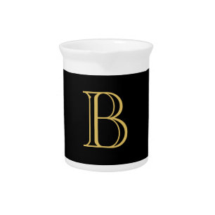 Black Gold Color Monogram Professional Calligraphy Beverage Pitcher