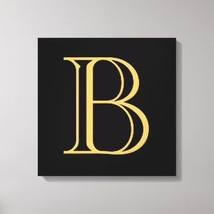 Black Gold Color Monogram Professional Calligraphy Canvas Print