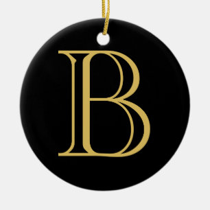 Black Gold Color Monogram Professional Calligraphy Ceramic Ornament