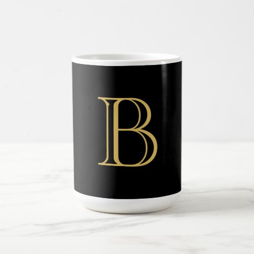 Black Gold Color Monogram Professional Calligraphy Coffee Mug