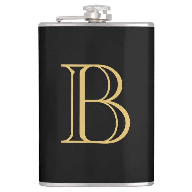 Black Gold Color Monogram Professional Calligraphy Flask (Front)