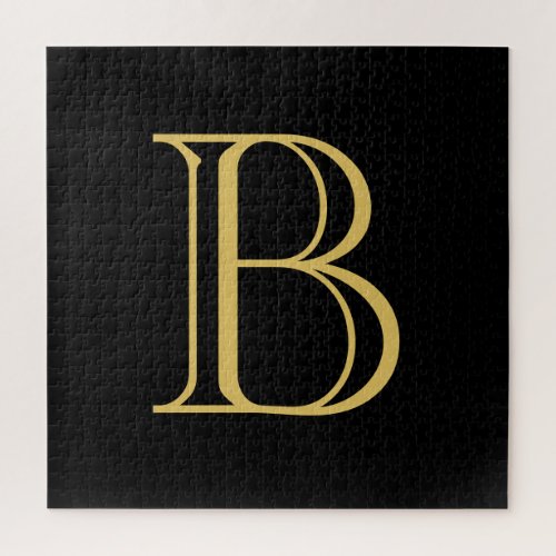 Black Gold Color Monogram Professional Calligraphy Jigsaw Puzzle