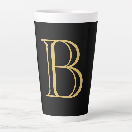 Black Gold Color Monogram Professional Calligraphy Latte Mug