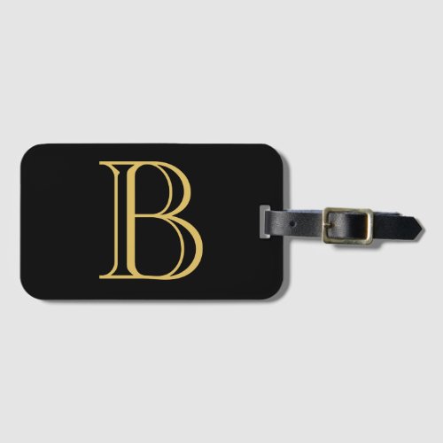 Black Gold Color Monogram Professional Calligraphy Luggage Tag