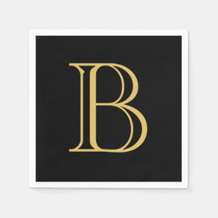 Black Gold Color Monogram Professional Calligraphy Napkins