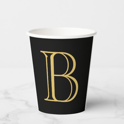 Black Gold Color Monogram Professional Calligraphy Paper Cups