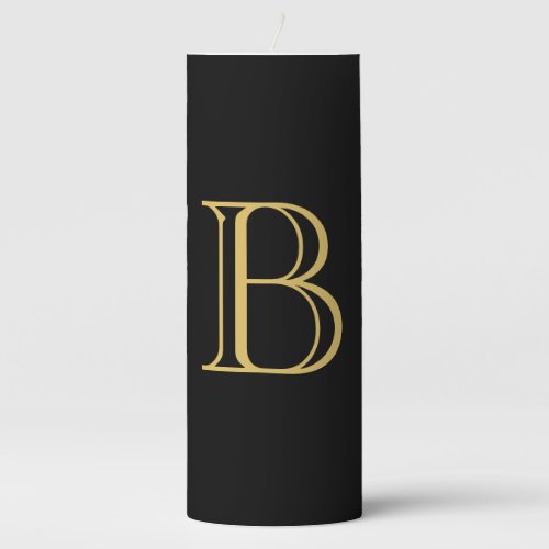 Black Gold Color Monogram Professional Calligraphy Pillar Candle