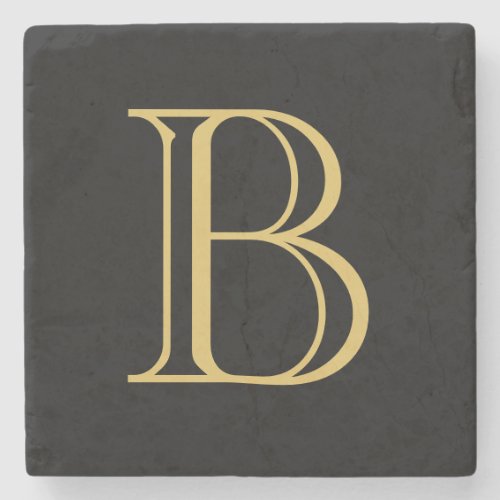 Black Gold Color Monogram Professional Calligraphy Stone Coaster
