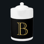 Black Gold Color Monogram Professional Calligraphy Teapot<br><div class="desc">This template can be customized to meet all professional occupations.</div>