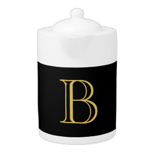 Black Gold Color Monogram Professional Calligraphy Teapot