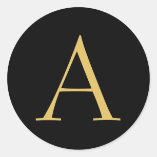 Black Gold Color Monogram Professional Classic Round Sticker