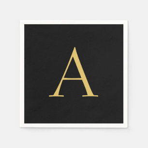 Black Gold Color Monogram Professional Napkins