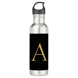 Black Gold Color Monogram Professional Stainless Steel Water Bottle