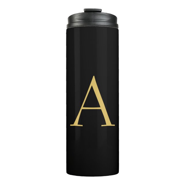 Black Gold Color Monogram Professional Thermal Tumbler (Front)