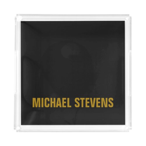 Black Gold Color Professional Add Name Acrylic Tray