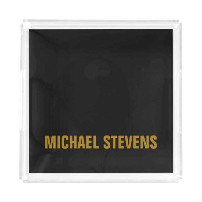Black Gold Color Professional Add Name Acrylic Tray (Front)
