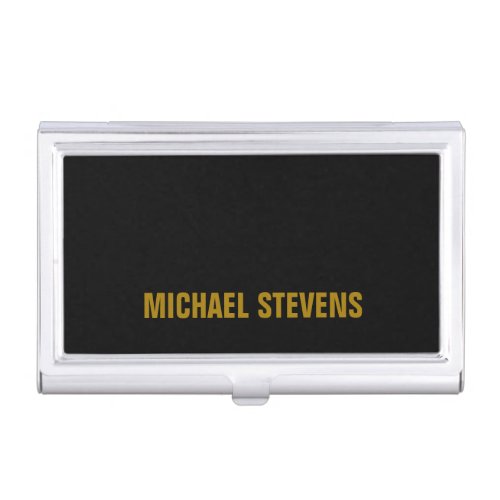 Black Gold Color Professional Add Name Business Card Case