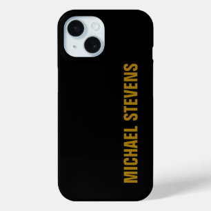 Black Gold Color Professional Add Name iPhone 15 Case