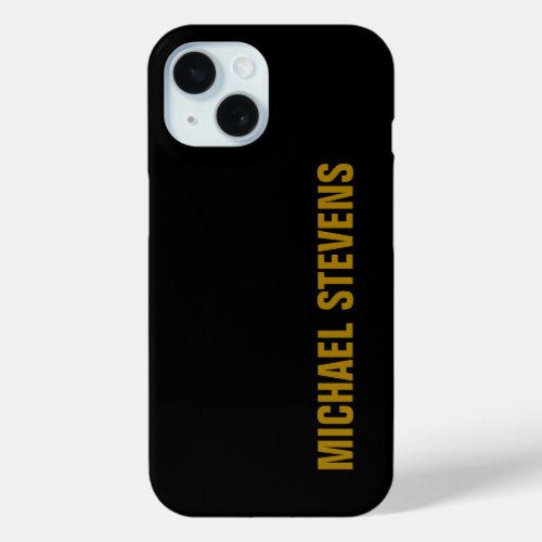 Black Gold Color Professional Add Name iPhone 15 Case