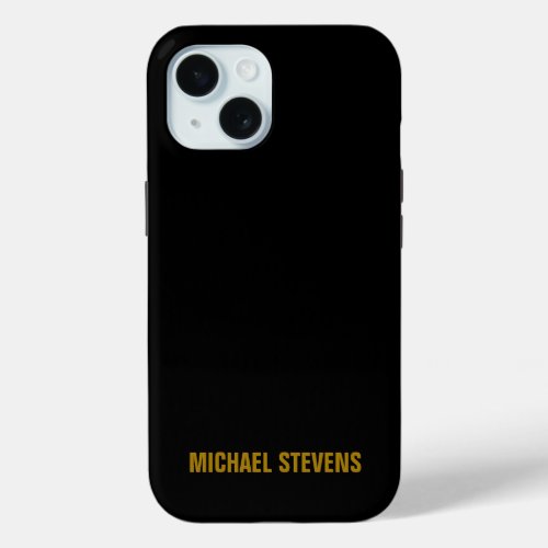 Black Gold Color Professional Add Name iPhone 15 Case