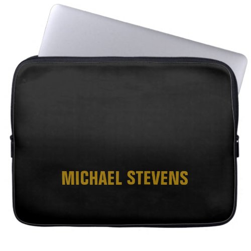 Black Gold Color Professional Add Name Laptop Sleeve
