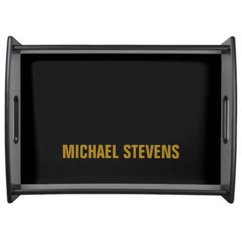 Black Gold Color Professional Add Name Serving Tray