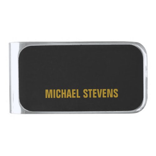 Black Gold Color Professional Add Name Silver Finish Money Clip