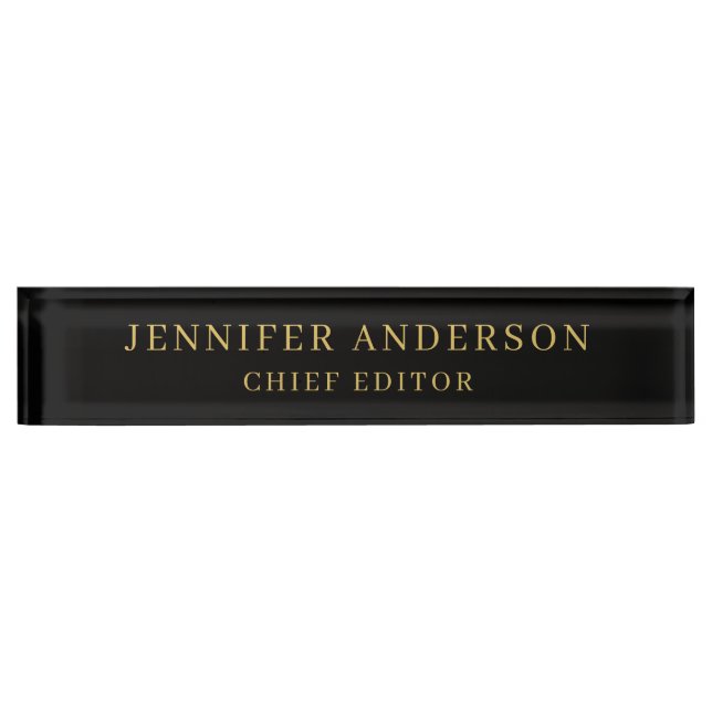 Black & Gold Color Professional Modern Plain Desk Name Plate (Front)