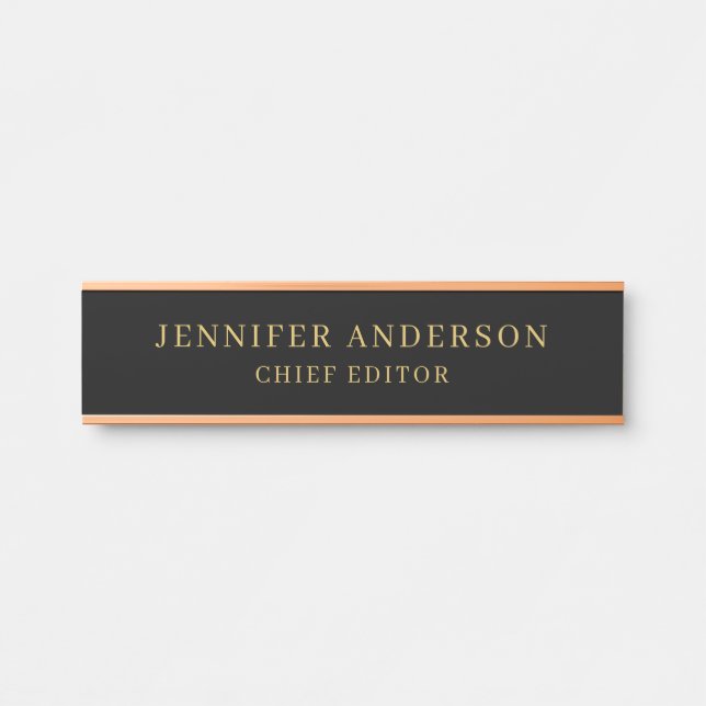 Black & Gold Color Professional Modern Plain Door Sign (Front)