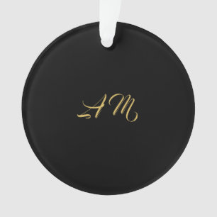 Black Gold Colors Monogram Initial Calligraphy Ornament