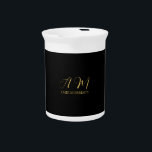 Black Gold Colors Monogram Initial Letter Name Beverage Pitcher<br><div class="desc">Represent yourself with this modern,  elegant design. This template can be customized to meet all professional occupations.</div>