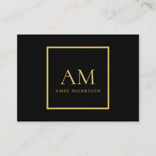 Black Gold Colors Monogram Initial Letter Name Calling Card