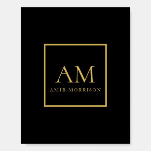 Black Gold Colors Monogram Initial Letter Name Foam Board
