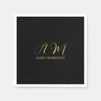 Black Gold Colors Monogram Initial Letter Name