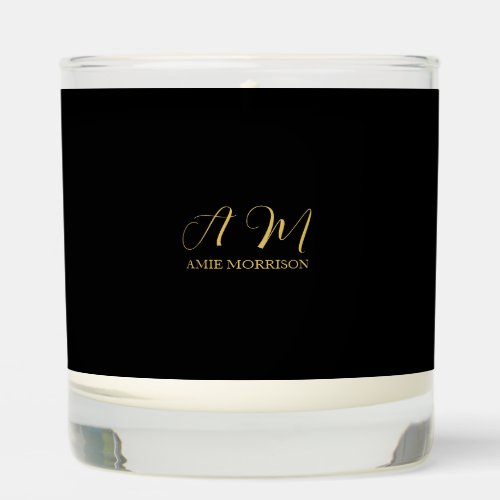 Black Gold Colors Monogram Initial Letter Name Scented Candle