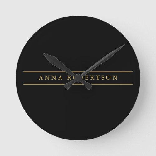 Black Gold Colors Professional Chic Minimalist Round Clock