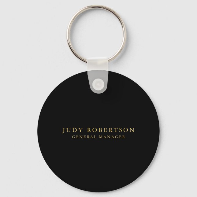 Black Gold Colors Professional Minimalist Name Keychain (Front)