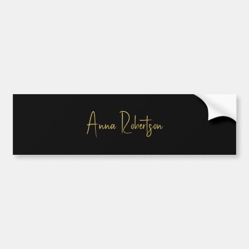 Black Gold Colors Professional Trendy Calligraphy Bumper Sticker