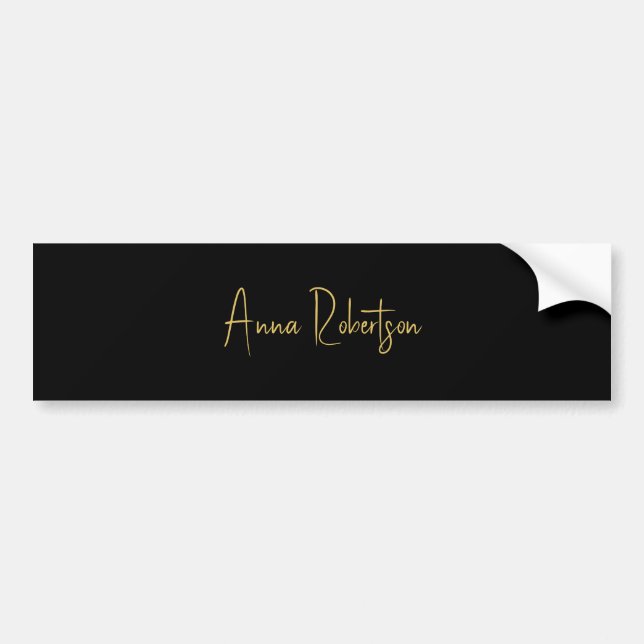 Black Gold Colors Professional Trendy Calligraphy Bumper Sticker (Front)
