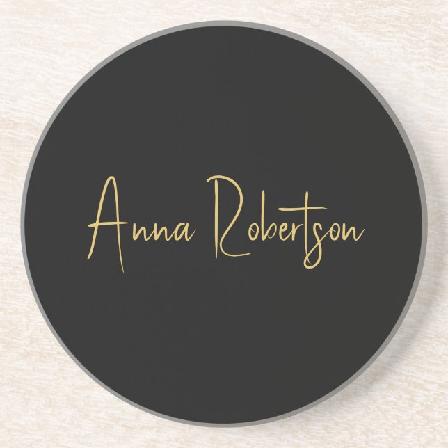 Black Gold Colors Professional Trendy Calligraphy Coaster (Front)